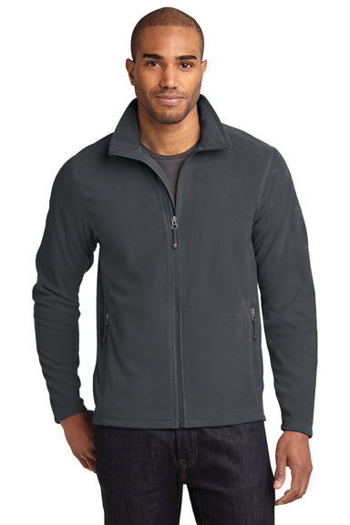 Eddie Bauer EB224 Mens Pill Resistant Microfleece Full Zip Jacket Steel Grey Model Front