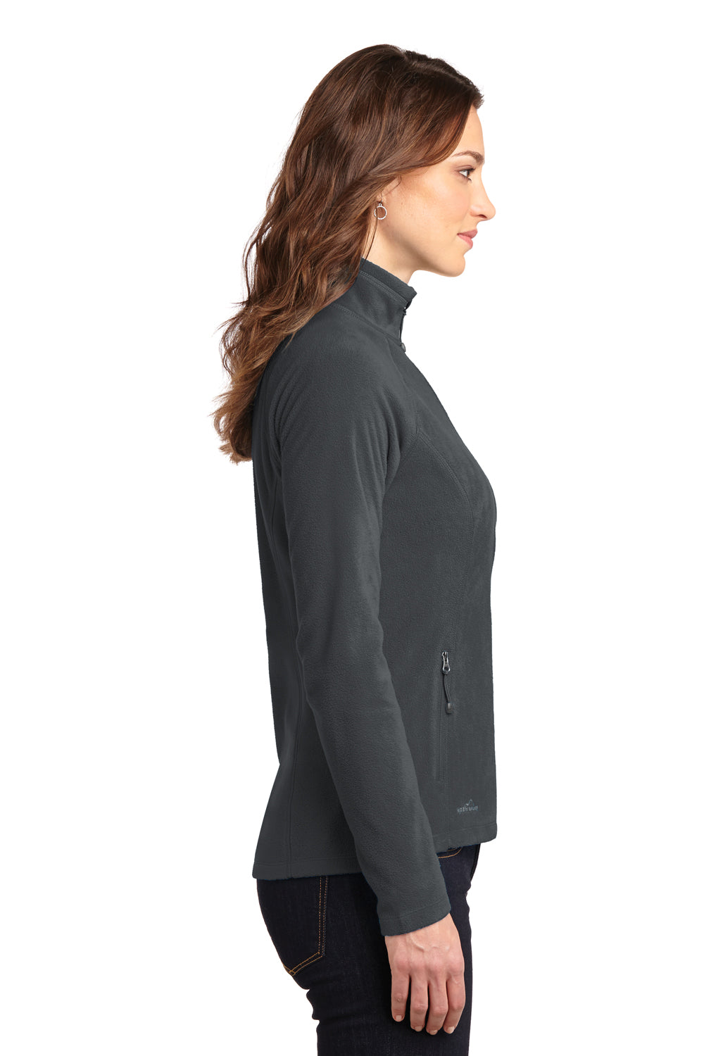 Eddie Bauer EB225 Womens Pill Resistant Microfleece Full Zip Jacket Steel Grey Model Side