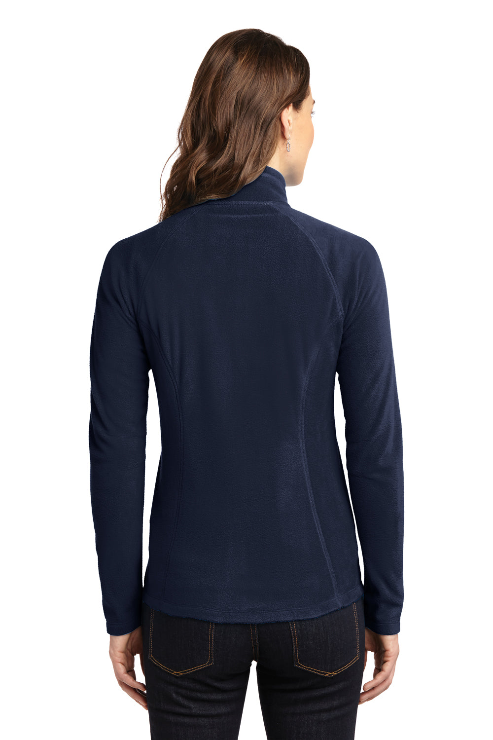 Eddie Bauer EB225 Womens Pill Resistant Microfleece Full Zip Jacket Navy Blue Model Back