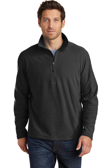 Eddie Bauer EB226 Mens Pill Resistant Microfleece 1/4 Zip Sweatshirt Black Model Front