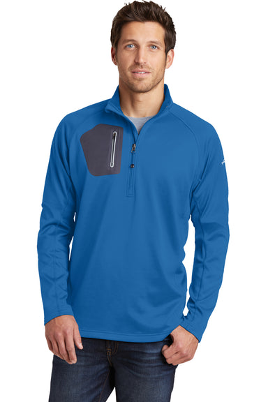 Eddie Bauer EB234 Mens Performance Fleece 1/4 Zip Sweatshirt Ascent Blue Model Front