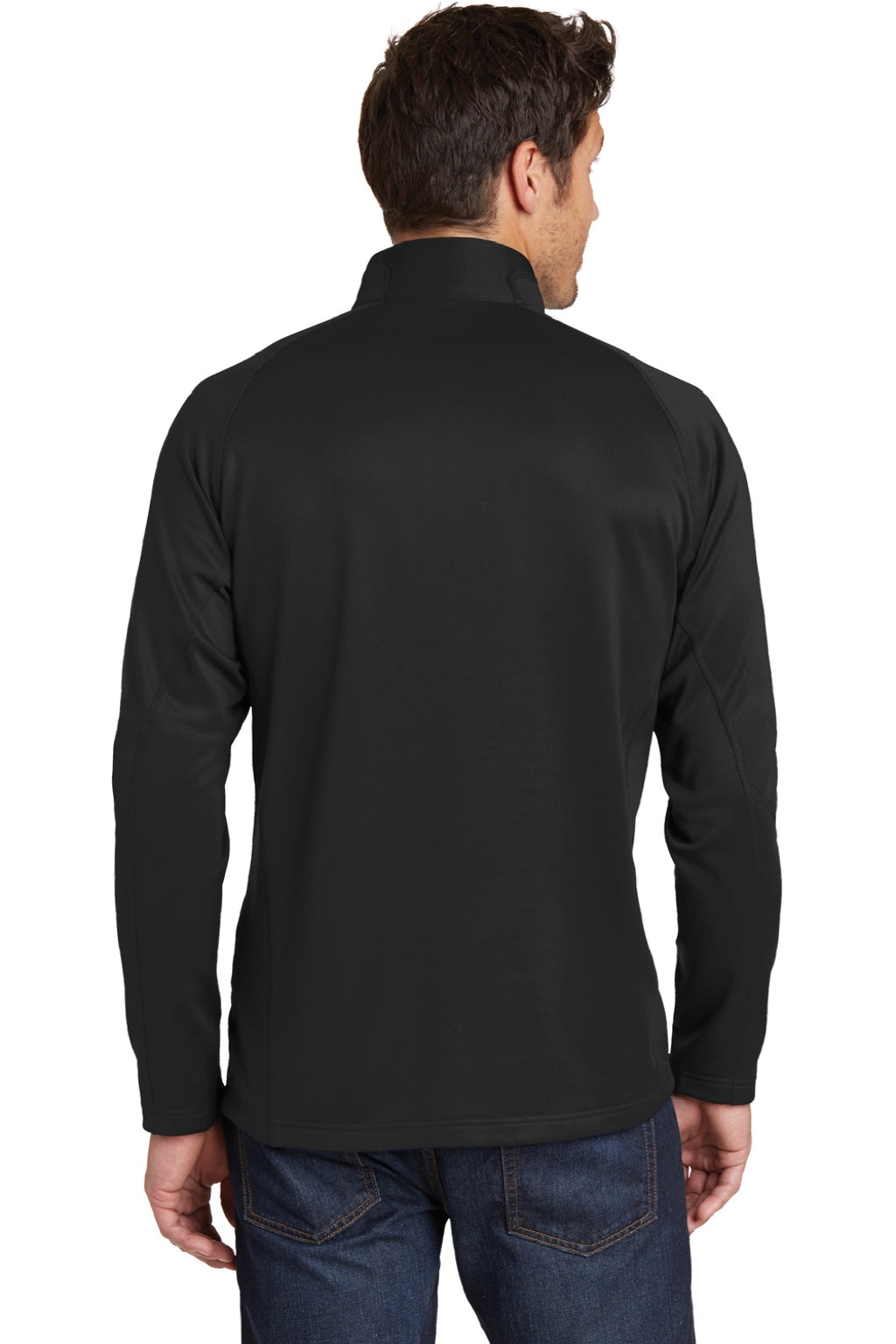 Eddie Bauer EB234 Mens Performance Fleece 1/4 Zip Sweatshirt w/ Pocket Black Model Back