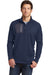 Eddie Bauer EB234 Mens Performance Fleece 1/4 Zip Sweatshirt w/ Pocket River Navy Blue Model Front
