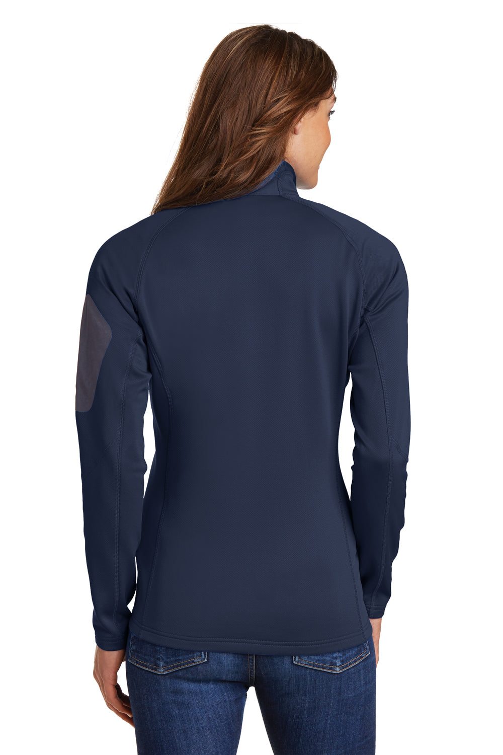 Eddie Bauer EB235 Womens Performance Fleece 1/4 Zip Sweatshirt River Navy Blue Model Back
