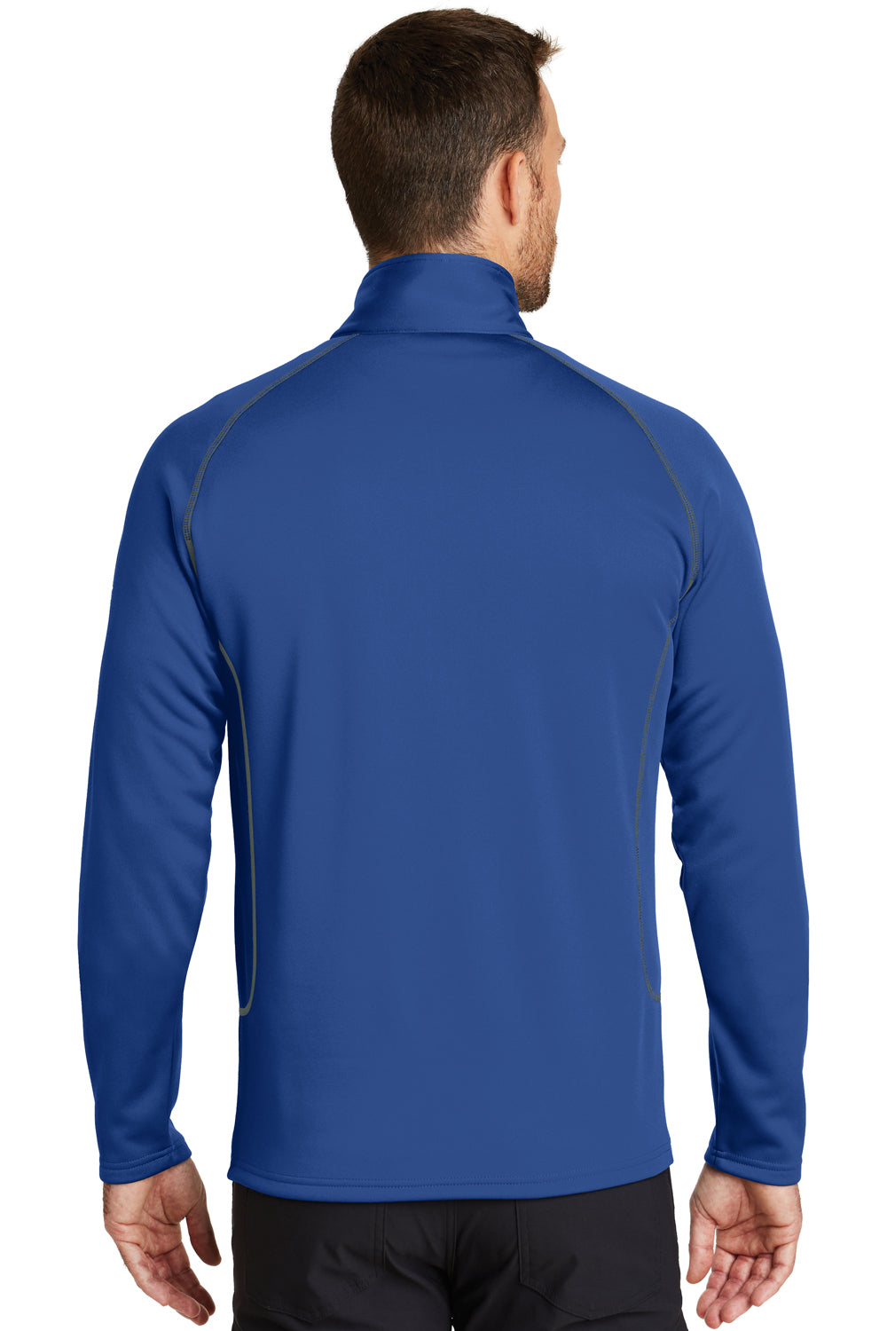 Eddie Bauer EB236 Mens Smooth Fleece 1/4 Zip Sweatshirt Cobalt Blue Model Back