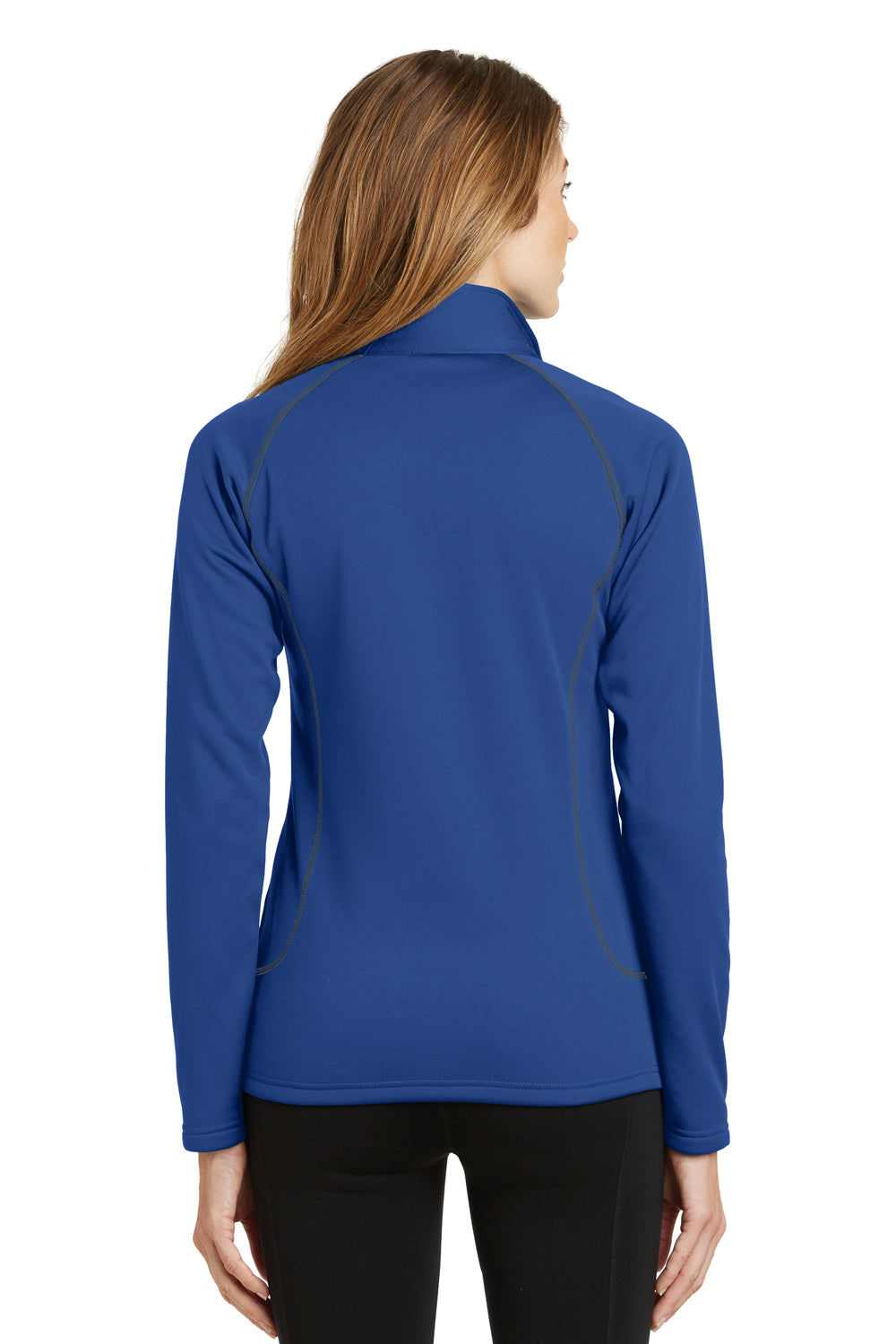 Eddie Bauer EB237 Womens Smooth Fleece 1/4 Zip Sweatshirt Cobalt Blue Model Back