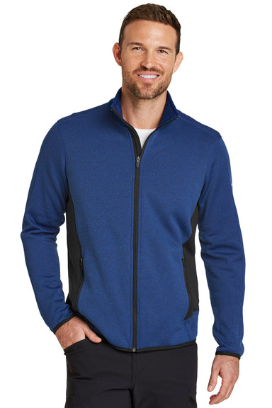 Eddie Bauer EB238 Mens Full Zip Fleece Jacket Heather Blue Model Front