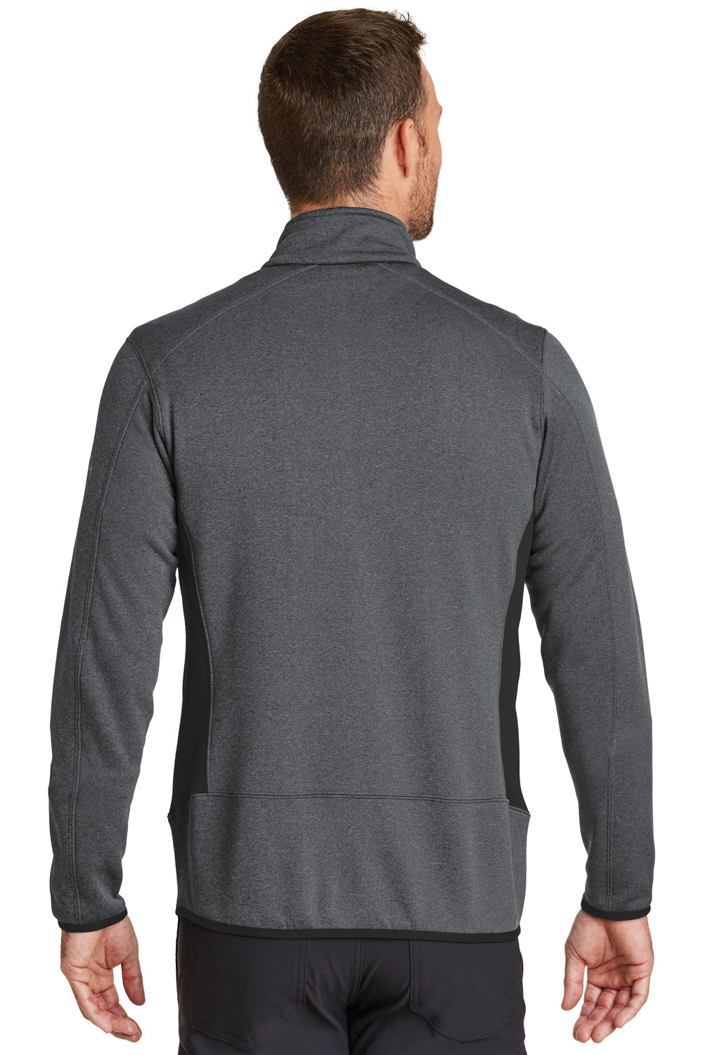 Eddie Bauer EB238 Mens Full Zip Fleece Jacket Heather Dark Charcoal Grey Model Back