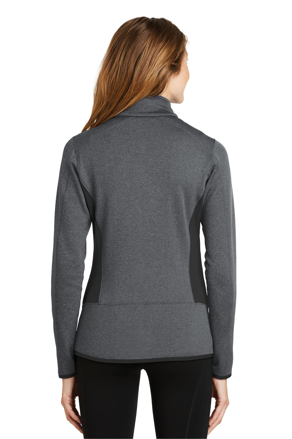 Eddie Bauer EB239 Womens Full Zip Fleece Jacket Heather Dark Charcoal Grey Model Back