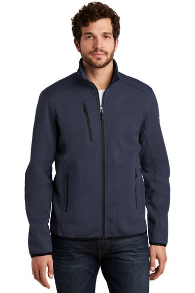 Eddie Bauer EB242 Mens Dash Pill Resistant Full Zip Jacket River Navy Blue Model Front