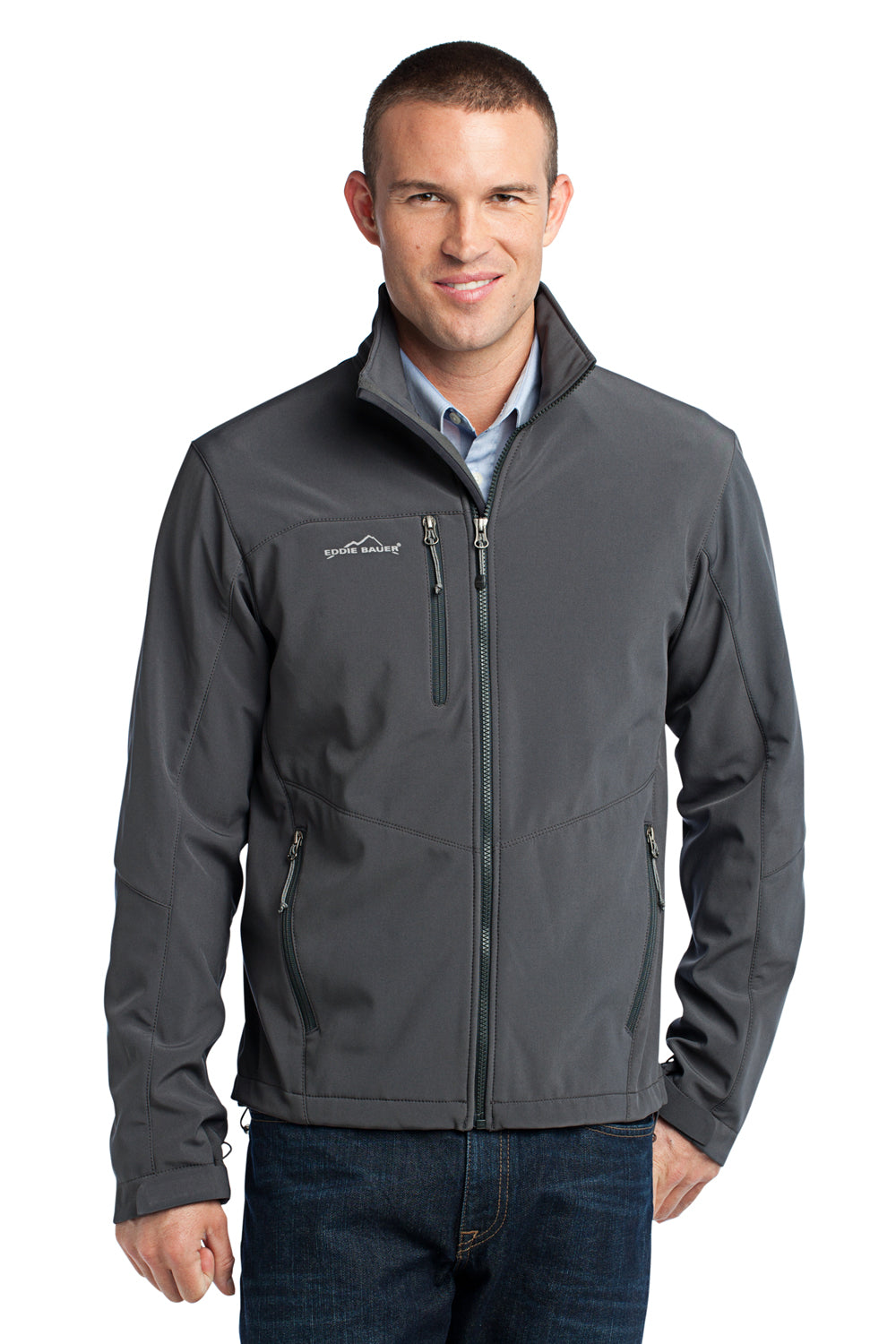 Eddie Bauer EB530 Mens Water Resistant Full Zip Jacket Steel Grey Model Front