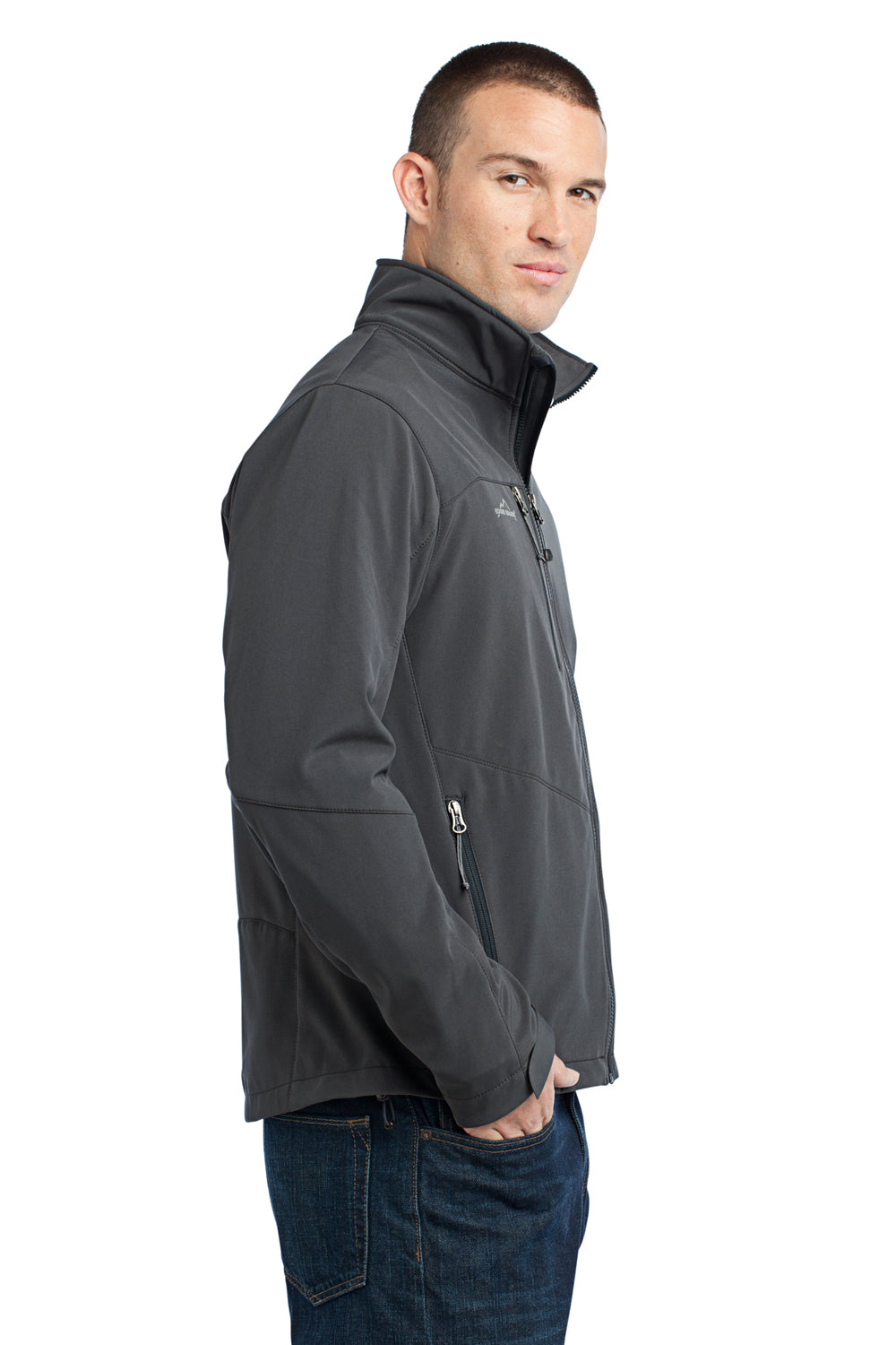 Eddie Bauer EB530 Mens Water Resistant Full Zip Jacket Steel Grey Model Side