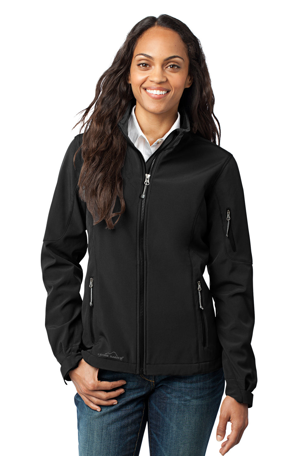 Eddie Bauer EB531 Womens Water Resistant Full Zip Jacket Black Model Front