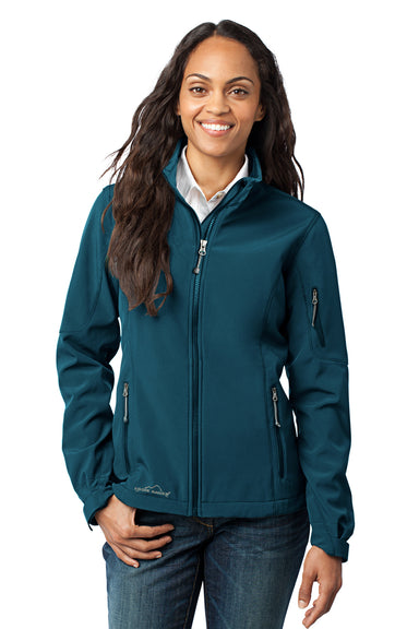 Eddie Bauer EB531 Womens Water Resistant Full Zip Jacket Dark Adriatic Blue Model Front