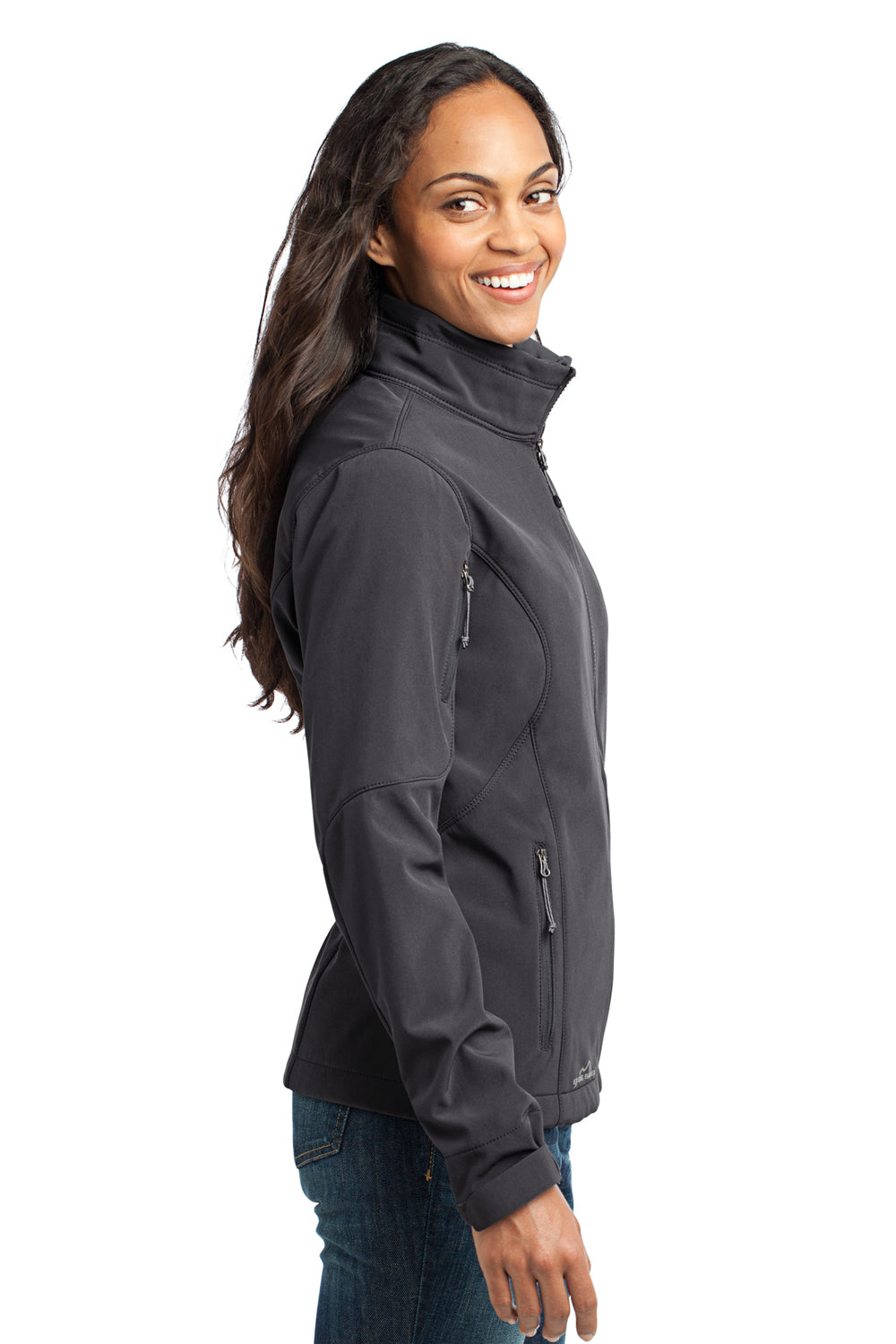 Eddie Bauer EB531 Womens Water Resistant Full Zip Jacket Steel Grey Model Side