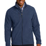 Eddie Bauer Mens Shaded Crosshatch Wind & Water Resistant Full Zip Jacket - Blue