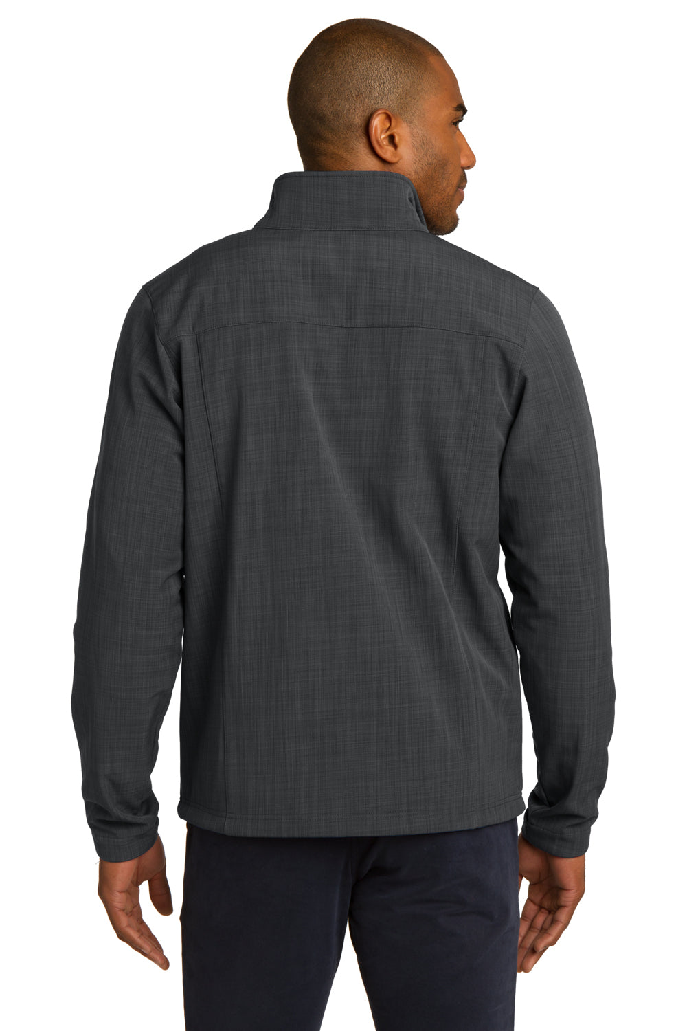 Eddie Bauer EB532 Mens Shaded Crosshatch Wind & Water Resistant Full Zip Jacket Grey Model Back