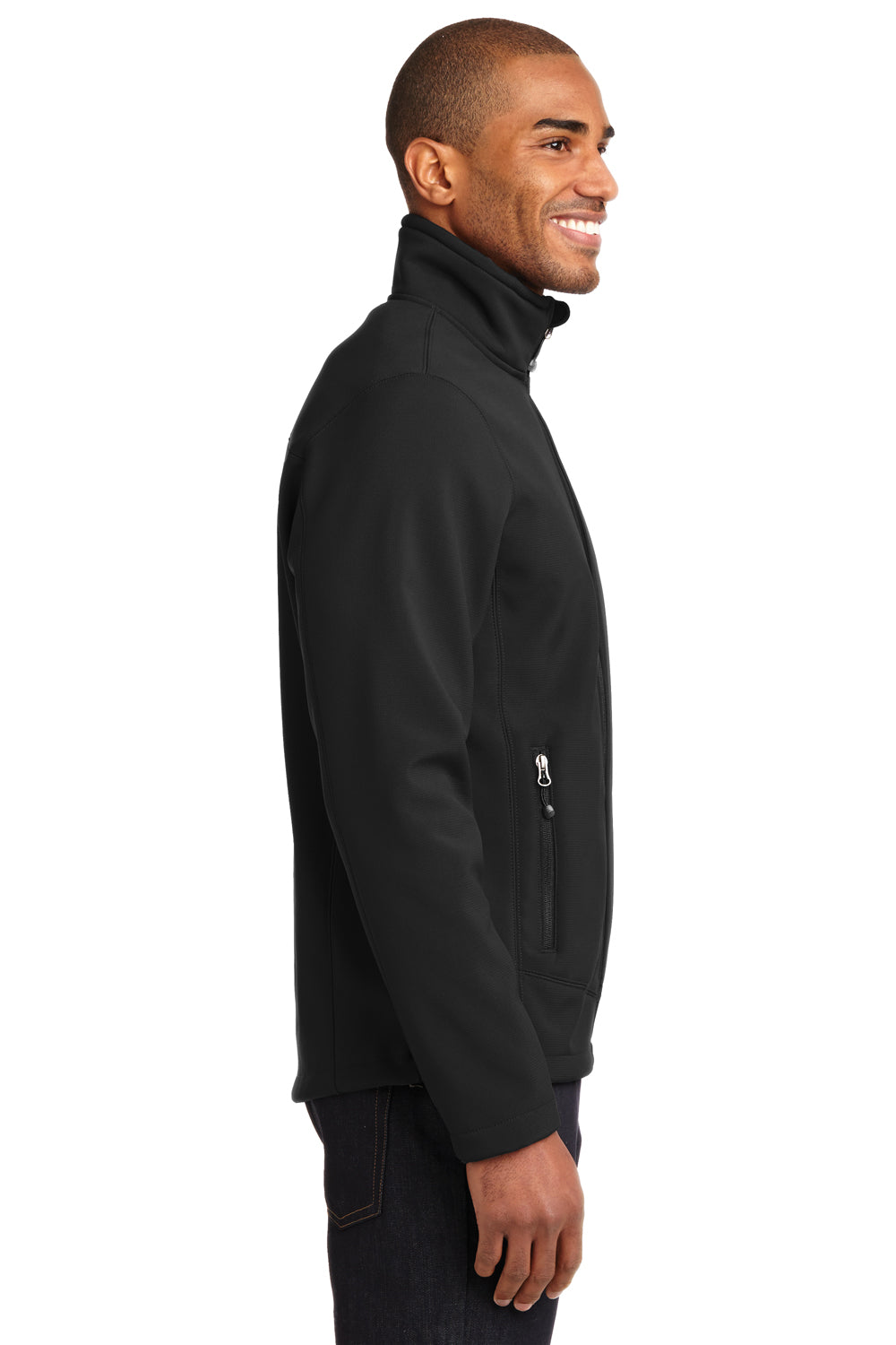Eddie Bauer EB534 Mens Rugged Water Resistant Full Zip Jacket Black Model Side