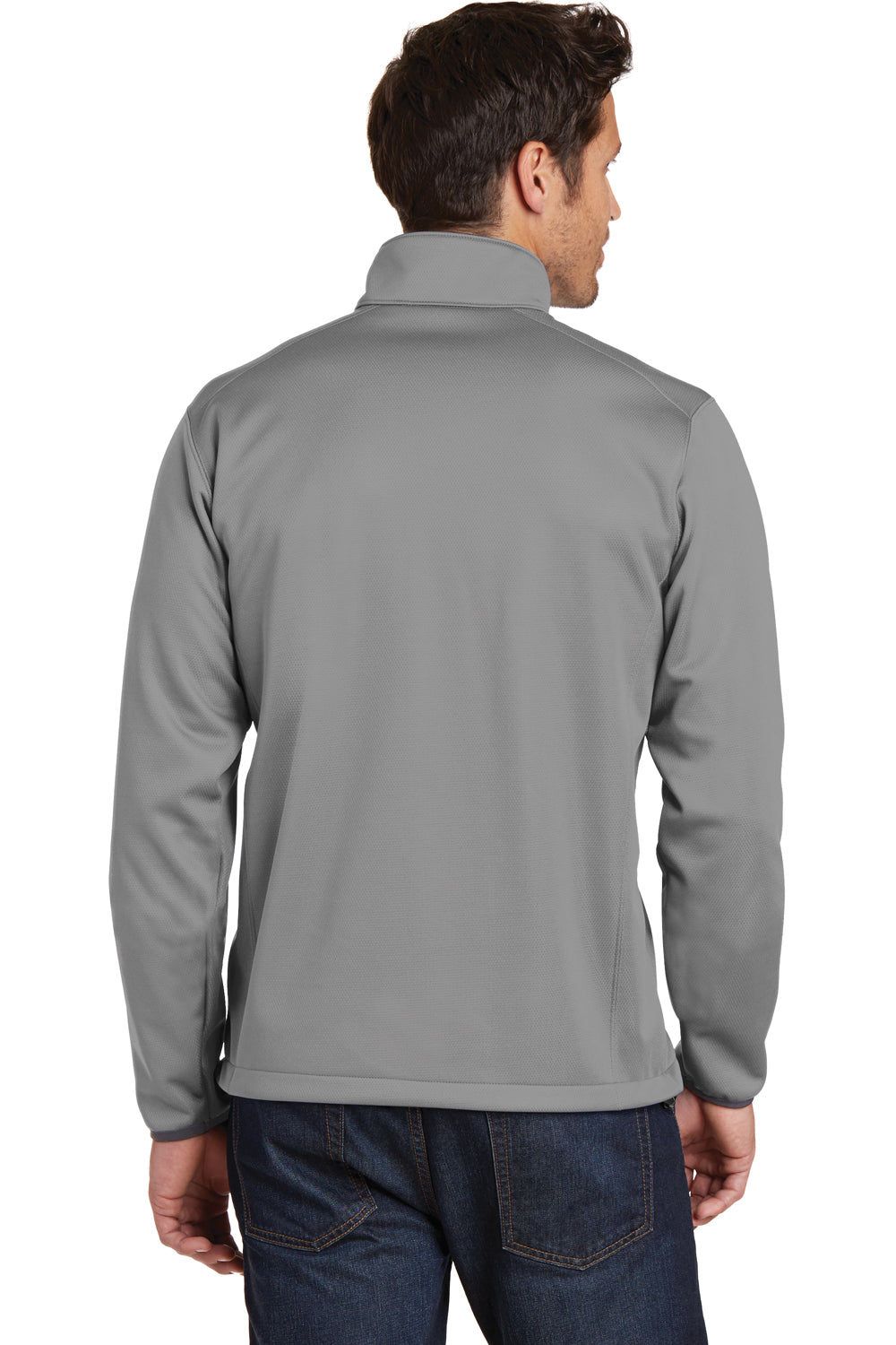 Eddie Bauer EB538 Mens Waterproof Full Zip Jacket Chrome Grey Model Back