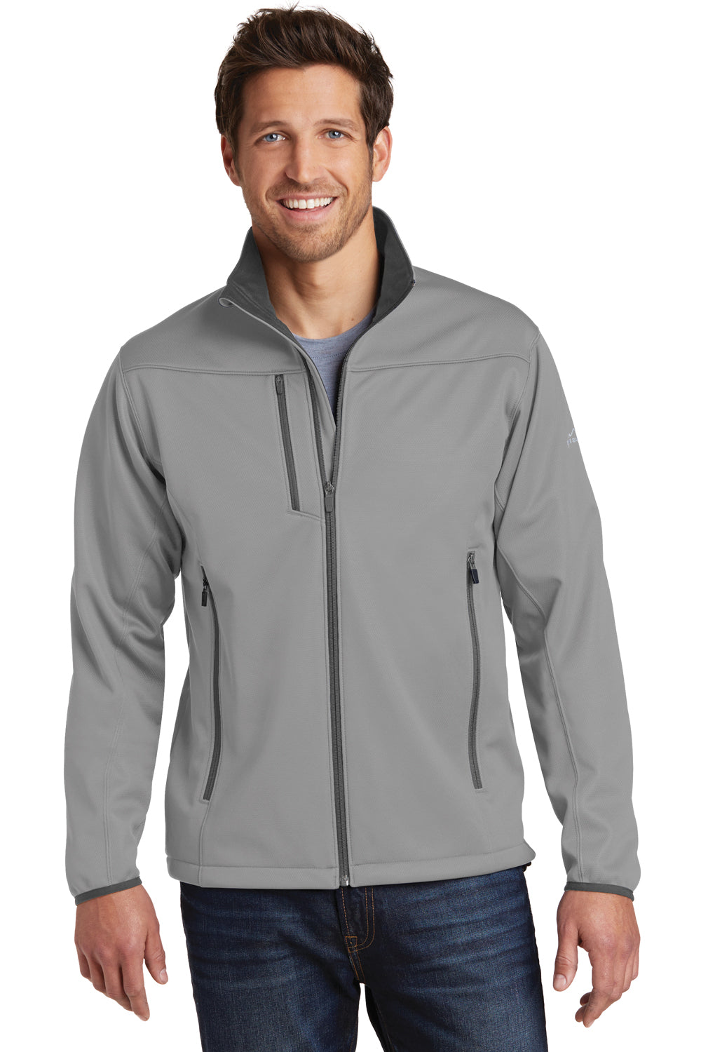 Eddie Bauer EB538 Mens Waterproof Full Zip Jacket Chrome Grey Model Front