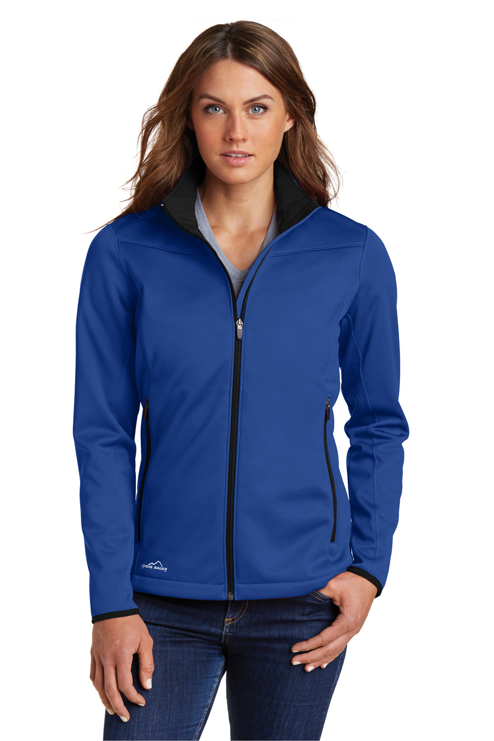 Eddie Bauer EB539 Womens Waterproof Full Zip Jacket Cobalt Blue Model Front