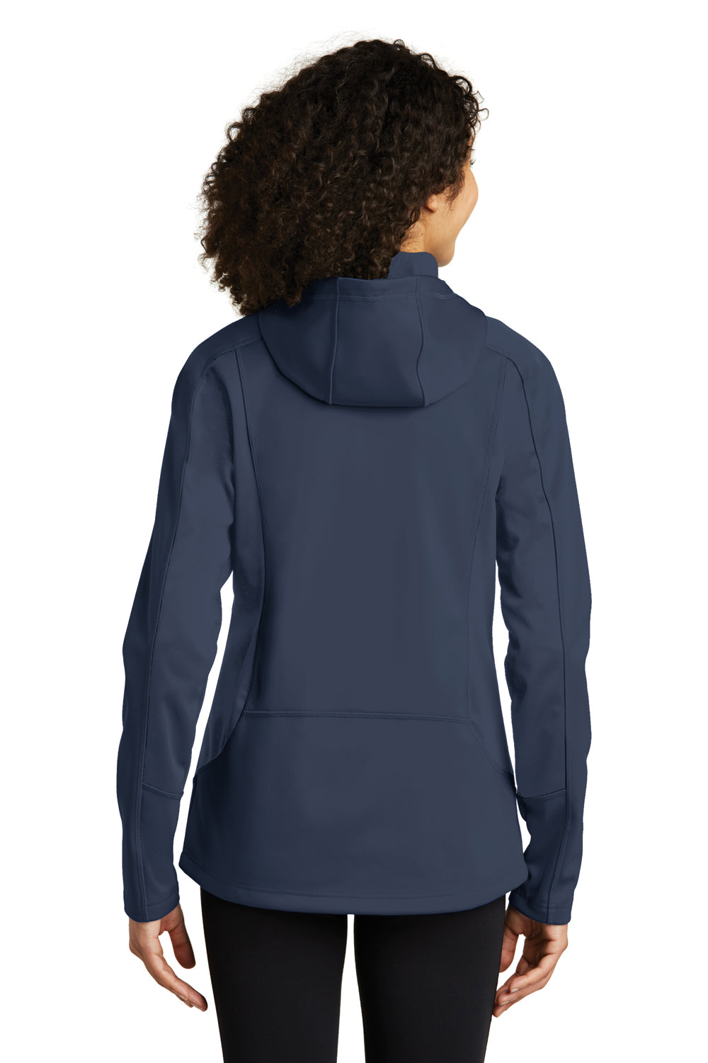Eddie Bauer EB543 Womens Trail Water Resistant Full Zip Hooded Jacket River Navy Blue Model Back
