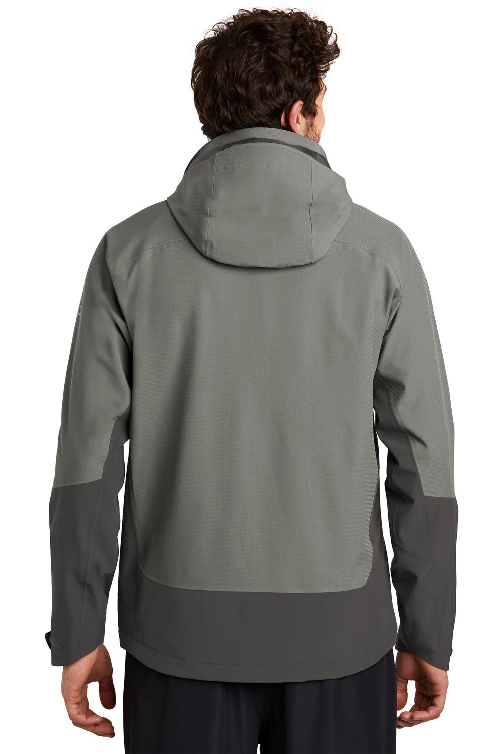 Eddie Bauer EB558 Mens WeatherEdge Waterproof Full Zip Hooded Jacket Metal Grey Model Back