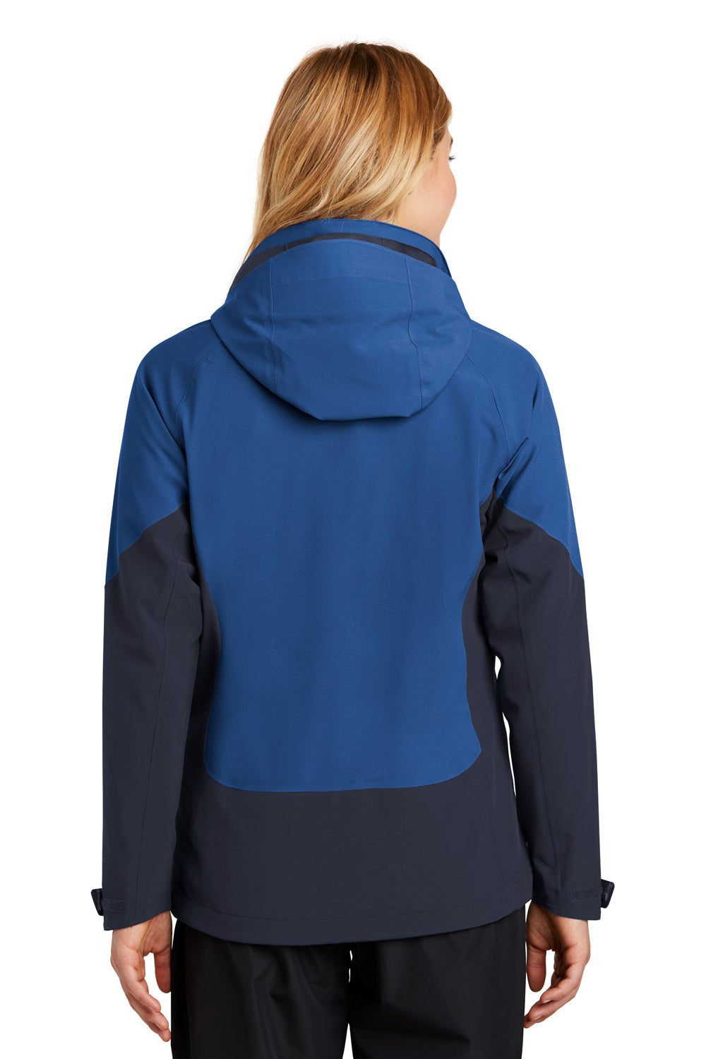 Eddie Bauer EB559 Womens WeatherEdge Waterproof Full Zip Hooded Jacket Cobalt Blue Model Back