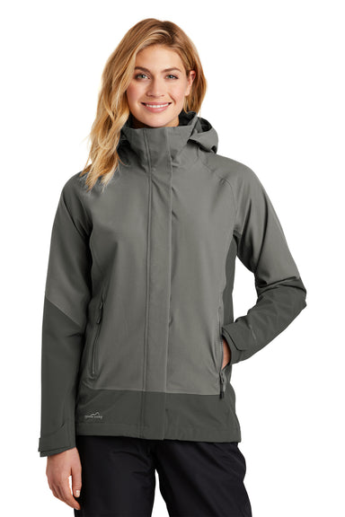 Eddie Bauer EB559 Womens WeatherEdge Waterproof Full Zip Hooded Jacket Metal Grey Model Front