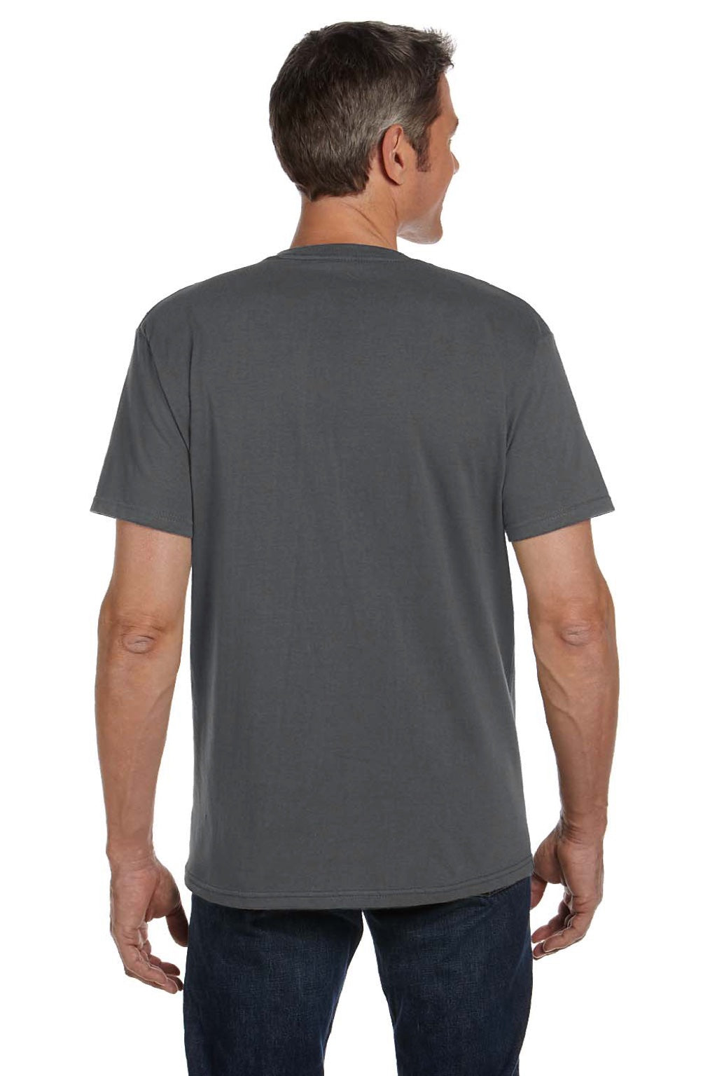 Econscious EC1000 Mens Short Sleeve Crewneck T-Shirt Charcoal Grey Model Back