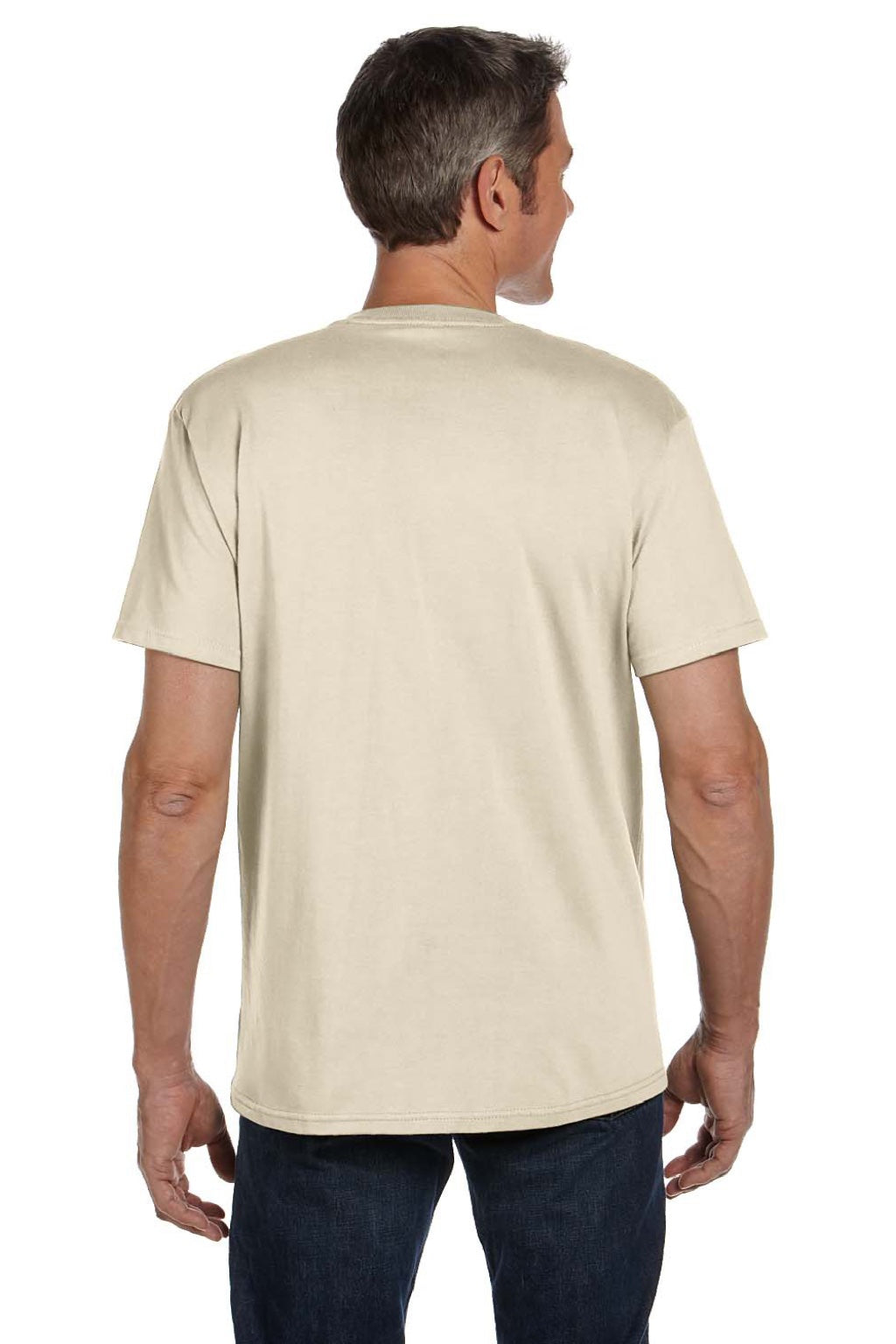 Econscious EC1000 Mens Short Sleeve Crewneck T-Shirt Natural Model Back