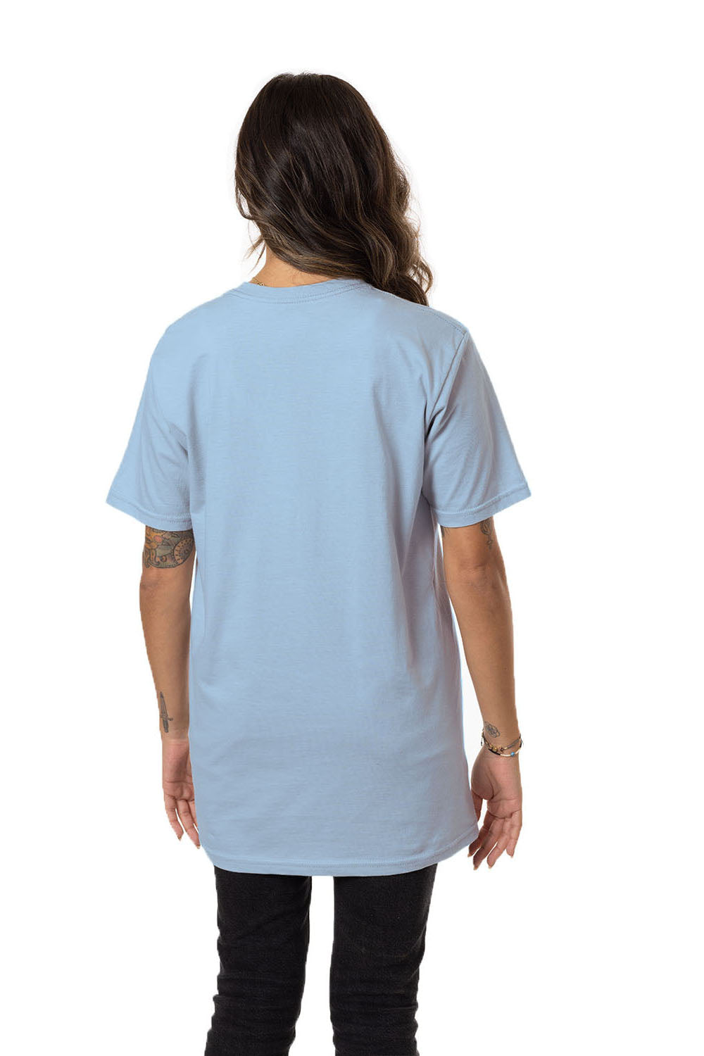 Econscious EC1000 Mens Short Sleeve Crewneck T-Shirt Ice Blue Model Back