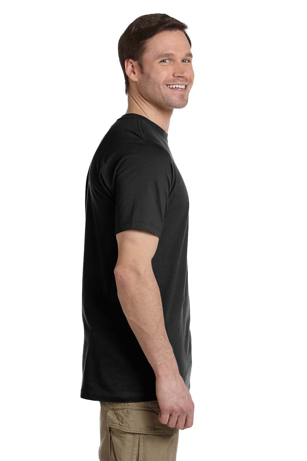 Econscious EC1075 Mens Short Sleeve Crewneck T-Shirt Black Model Side