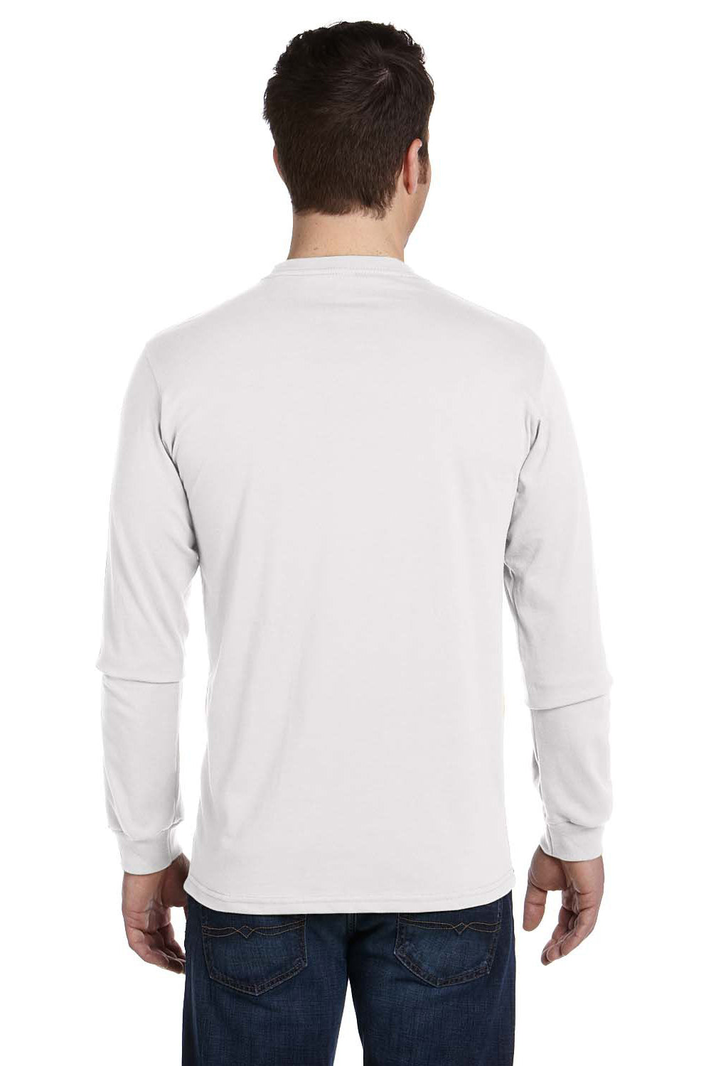 Econscious EC1500 Mens Long Sleeve Crewneck T-Shirt White Model Back
