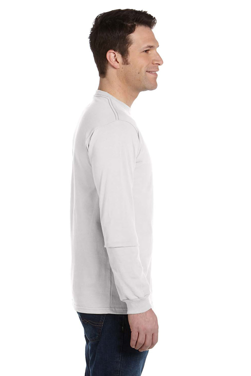 Econscious EC1500 Mens Long Sleeve Crewneck T-Shirt White Model Side