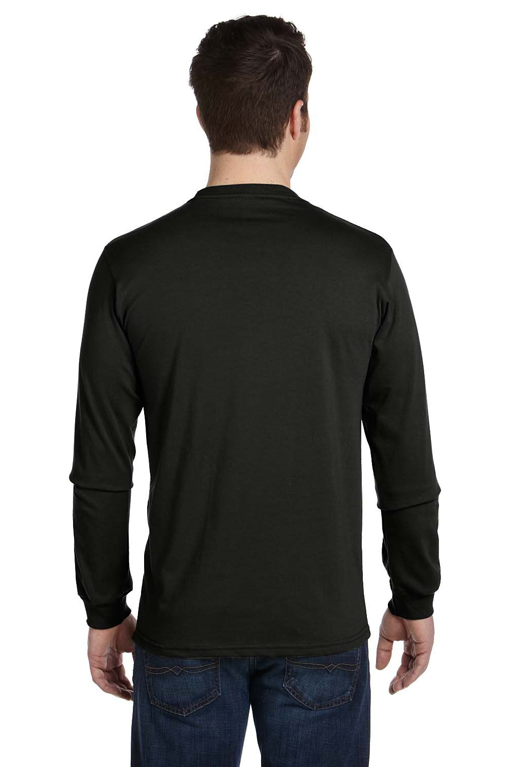 Econscious EC1500 Mens Long Sleeve Crewneck T-Shirt Black Model Back