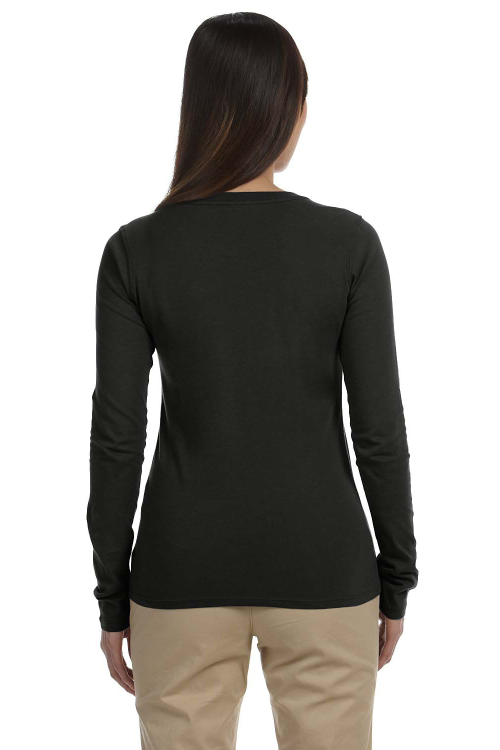 Econscious EC3500 Womens Long Sleeve Crewneck T-Shirt Black Model Back