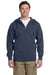 Econscious EC5650 Mens Full Zip Hooded Sweatshirt Hoodie w/ Pockets Pacific Blue Model Front