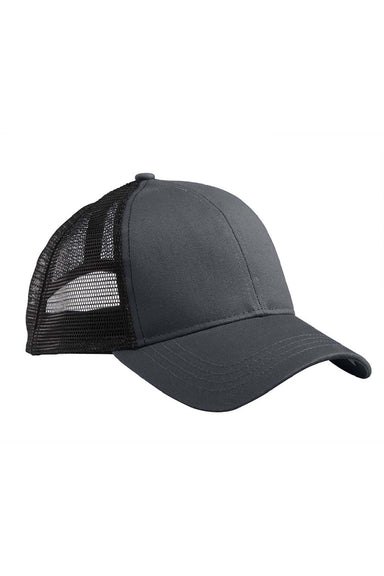 Econscious Hats EC7070 Mens Adjustable Trucker Hat Charcoal Grey/Black Model Flat Front