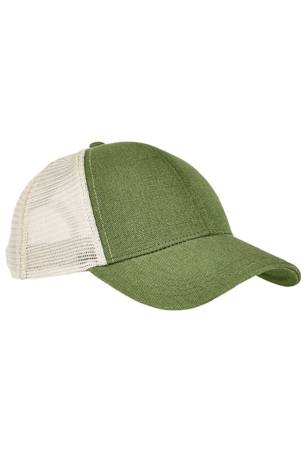 Econscious Hats EC7093 Mens Washed Hemp Blend Snapback Trucker Hat Olive Green/Oyster Model Flat Front