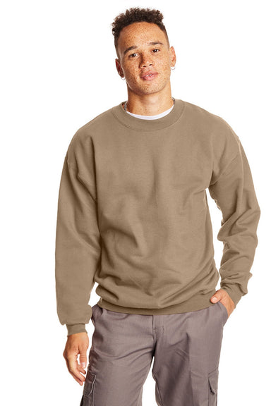 Hanes F260 Mens Ultimate Cotton PrintPro XP Pill Resistant Crewneck Sweatshirt Pebble Brown Model Front