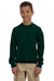 Gildan 18000B Youth Pill Resistant Fleece Crewneck Sweatshirt Forest Green Model Front