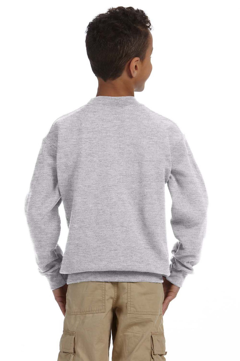 Gildan 18000B Youth Pill Resistant Fleece Crewneck Sweatshirt Sport Grey Model Back