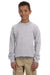 Gildan 18000B Youth Pill Resistant Fleece Crewneck Sweatshirt Sport Grey Model Front