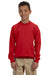 Gildan 18000B Youth Pill Resistant Fleece Crewneck Sweatshirt Red Model Front