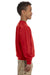 Gildan 18000B Youth Pill Resistant Fleece Crewneck Sweatshirt Red Model Side