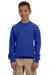 Gildan 18000B Youth Pill Resistant Fleece Crewneck Sweatshirt Royal Blue Model Front