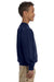 Gildan 18000B Youth Pill Resistant Fleece Crewneck Sweatshirt Navy Blue Model Side