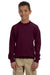 Gildan 18000B Youth Pill Resistant Fleece Crewneck Sweatshirt Maroon Model Front