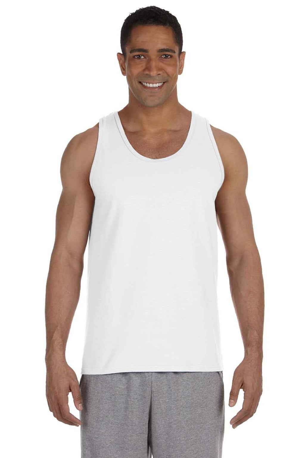 Gildan 2200 Mens Ultra Tank Top White Model Front